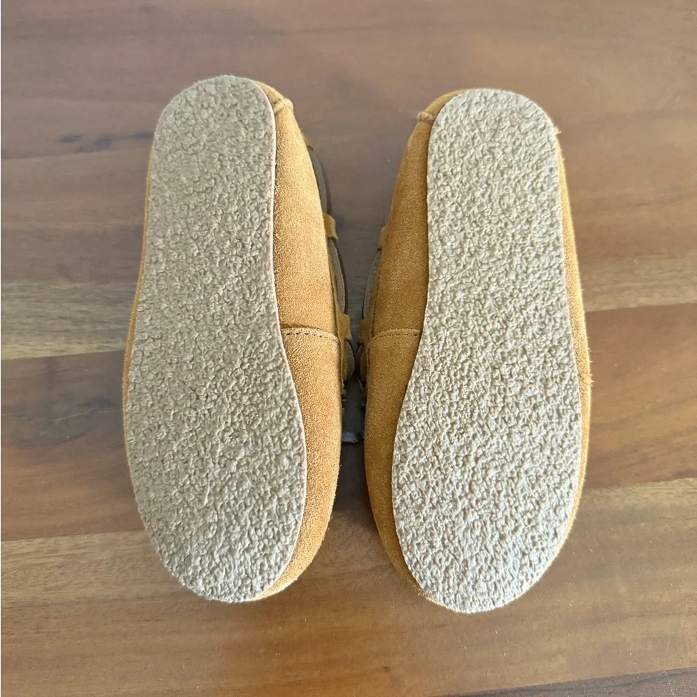 Crewcuts by J.Crew Youth Suede Faux-Shearling Moccasin Slippers Toddler Size 12